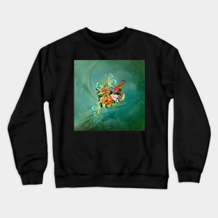 Wonderful elegant flowers with bird Crewneck Sweatshirt